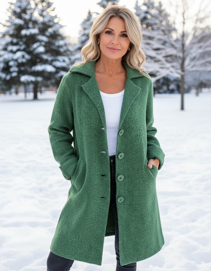 NEW Wool Casual Lapel Single Breasted Long Coat