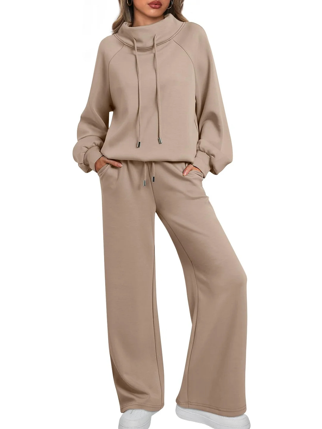 🔥2025 Women's Cotton Holiday Casual Crew Neck Drawstring Sweatshirt Set