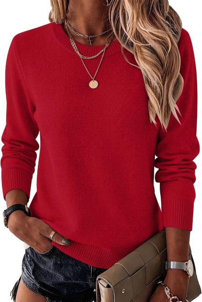 Womens Wool Blend Sweater Crewneck Long Sleeve Tops Fashion Clothing