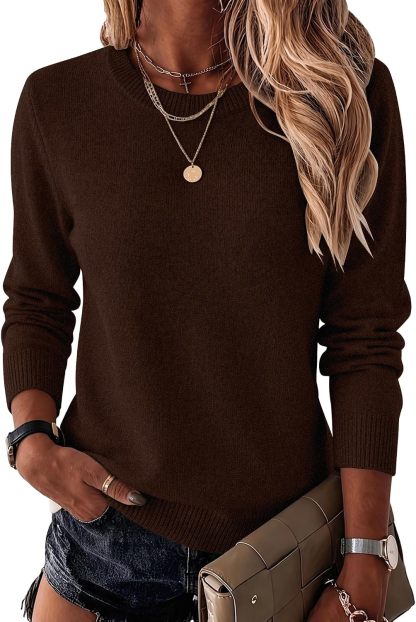 Womens Wool Blend Sweater Crewneck Long Sleeve Tops Fashion Clothing