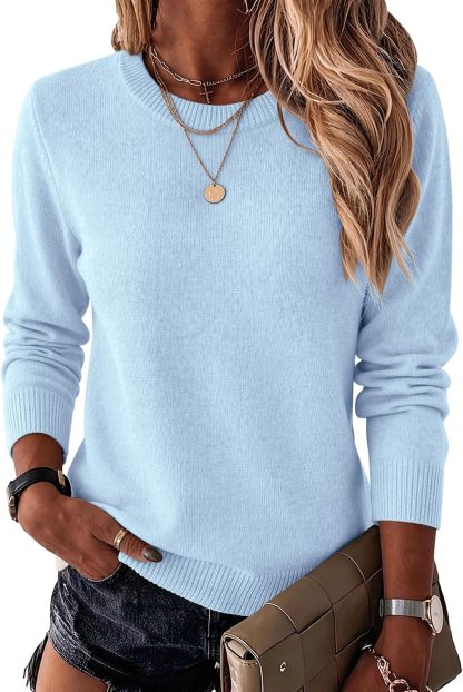 Womens Wool Blend Sweater Crewneck Long Sleeve Tops Fashion Clothing