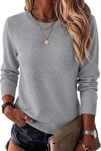 Womens Wool Blend Sweater Crewneck Long Sleeve Tops Fashion Clothing