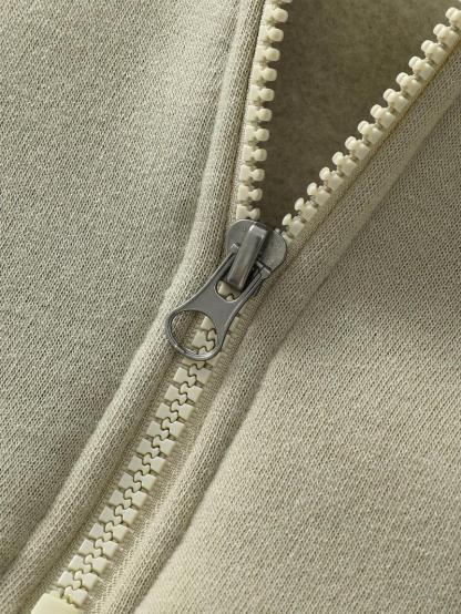 💥LAST DAY SALE 49% OFF💥 Regular Fit Solid Half Zip Drop Shoulder Essentials Hoodie