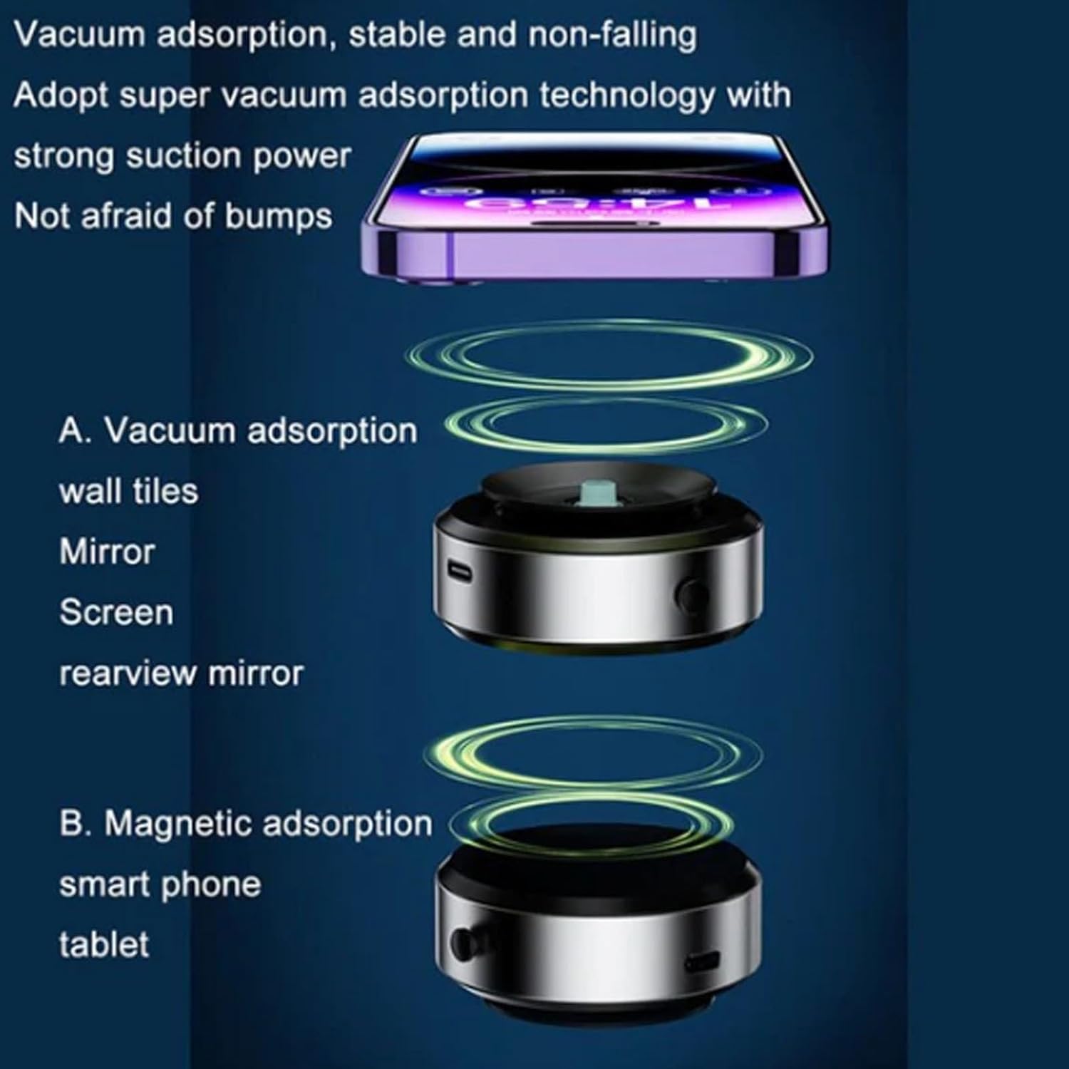 🚗🔥Double-Sided Phone Holder: Innovative Dual Suction Cup and Magnetic Design