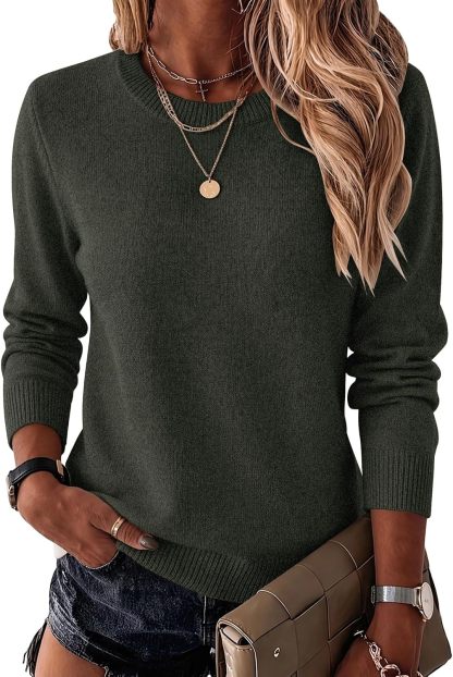 Womens Wool Blend Sweater Crewneck Long Sleeve Tops Fashion Clothing