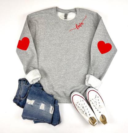 2025 Long Sleeve Sweatershirt with Heart Elbow Patch (BUY 2 FREE SHIPPING)
