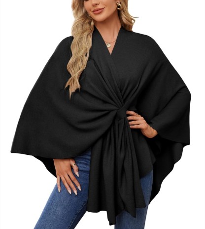 Women's Elegant Shawl Wraps Soft Open Front Poncho Sweater