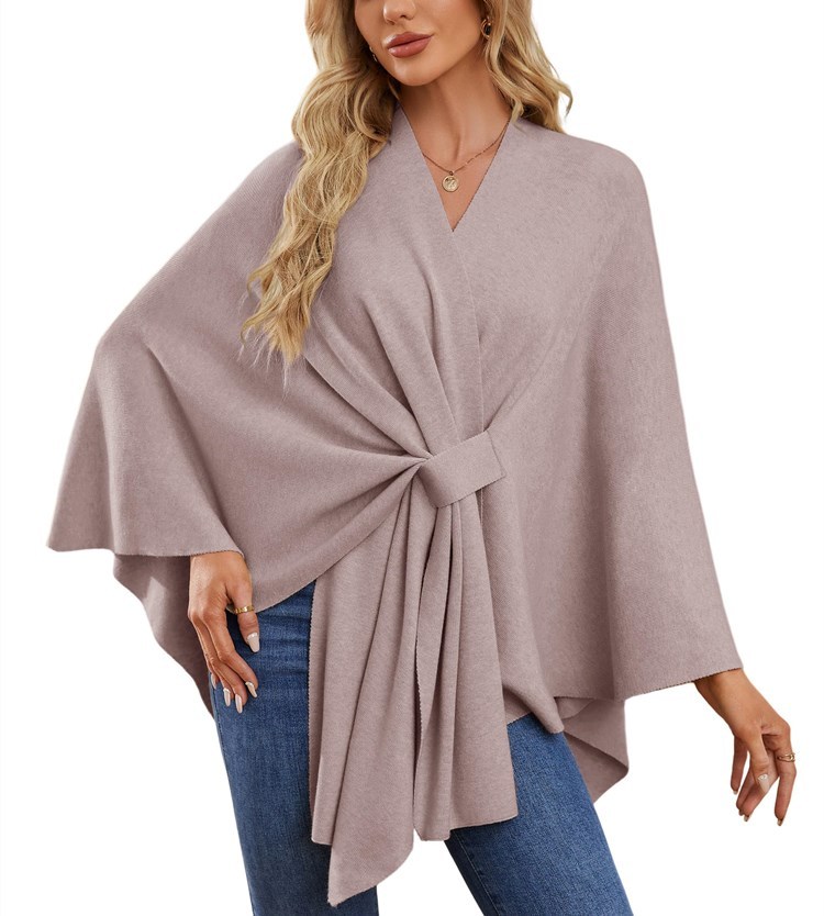 Women's Elegant Shawl Wraps Soft Open Front Poncho Sweater