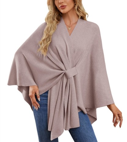 Women's Elegant Shawl Wraps Soft Open Front Poncho Sweater