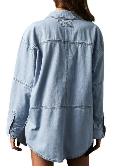 Limited time sale🔥Women's Denim V-Neck Pullover Shirt (BUY 2 FREE SHIPPING)