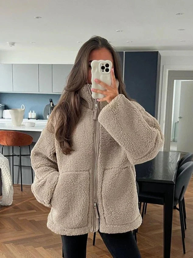 🔥Women's Solid Lambswool High Collar Wool Coat