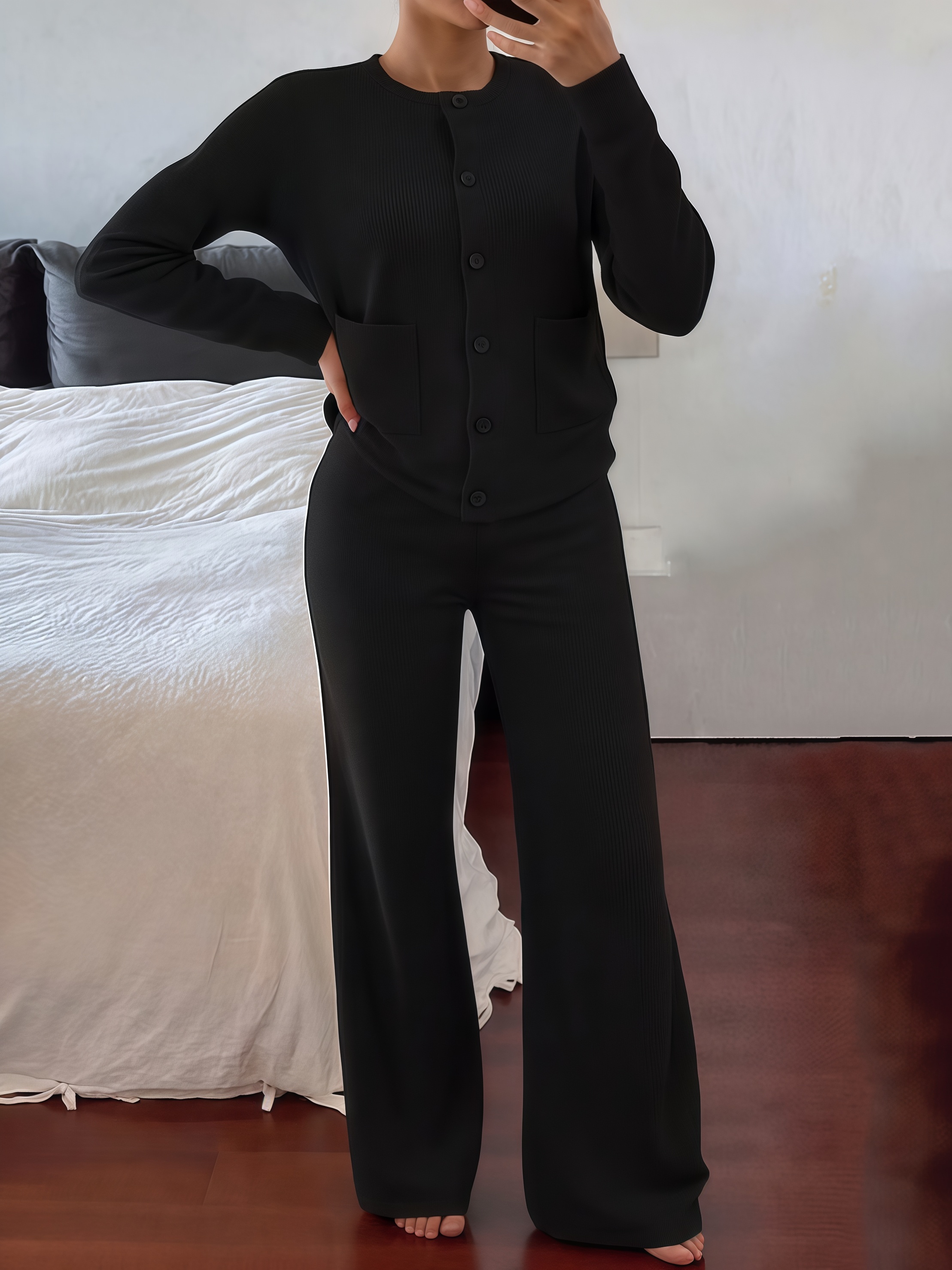 𝒞𝒶𝓂𝒷𝒾𝓈𝓉𝒻𝓍 Women's Casual Comfortable Round Neck Long Sleeve Knit Sweater Set