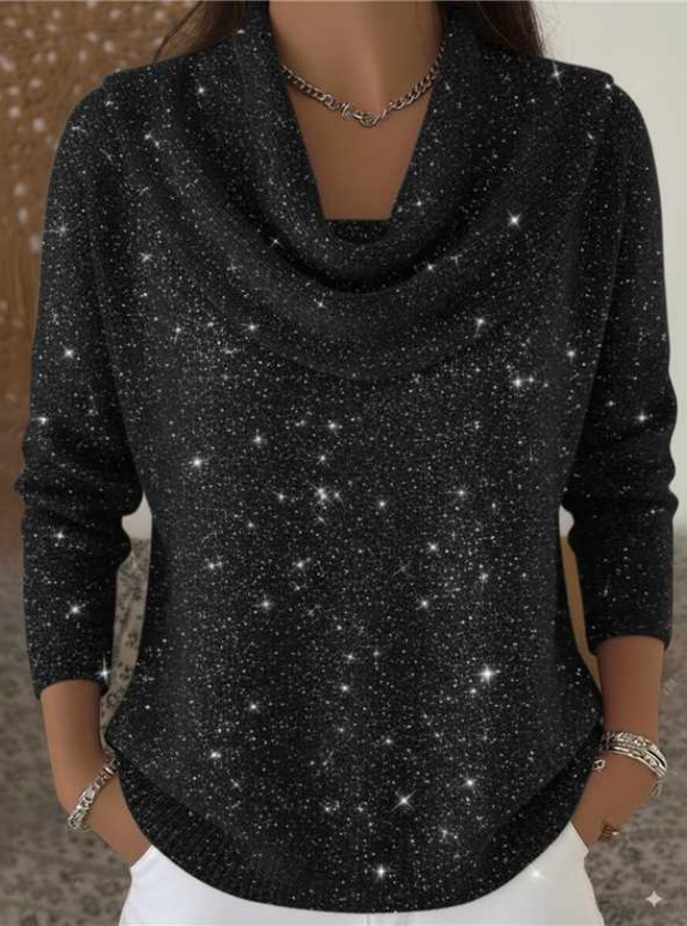 🎄 CLEARANCE SALE🔥 Women's Elegant Solid Color Loose Shiny Sweater