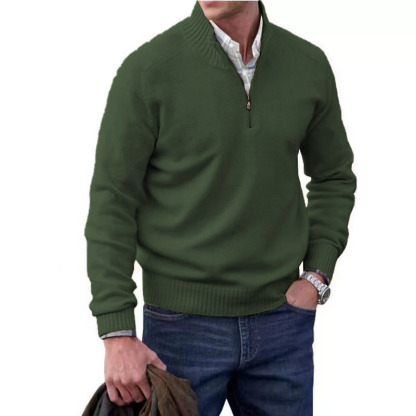 Men's Stand Collar Zipper Cashmere Basic Sweater