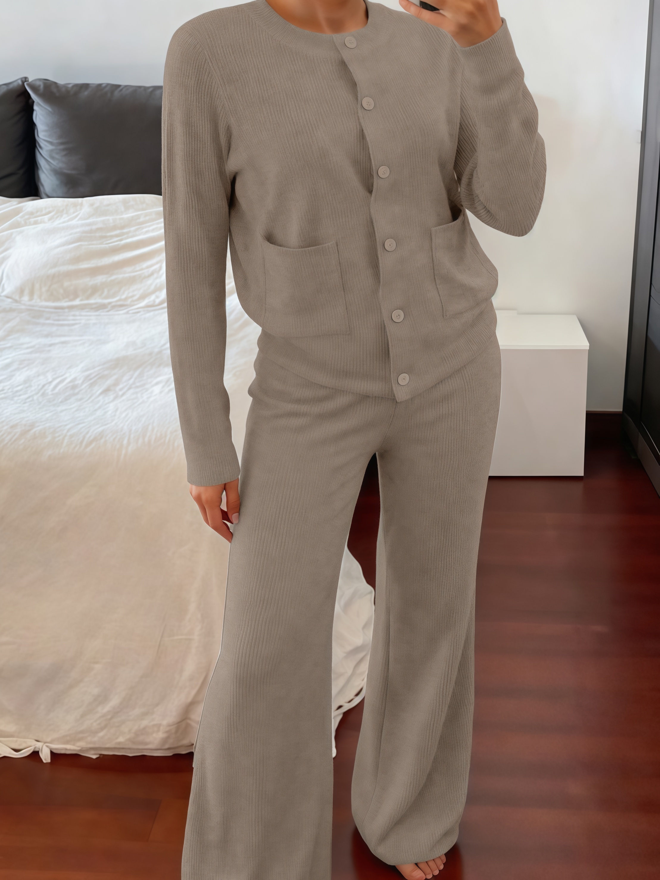 𝒞𝒶𝓂𝒷𝒾𝓈𝓉𝒻𝓍 Women's Casual Comfortable Round Neck Long Sleeve Knit Sweater Set