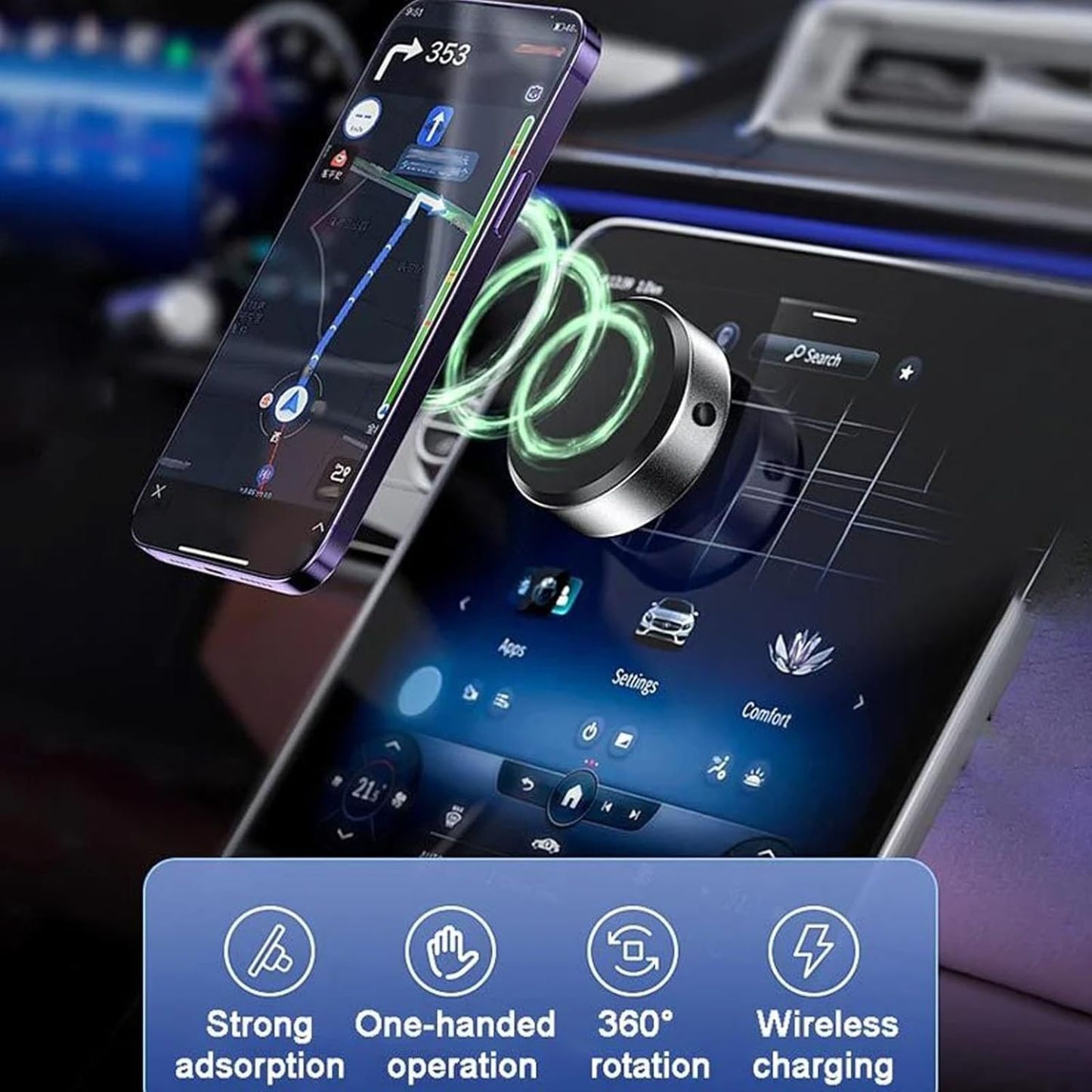 🚗🔥Double-Sided Phone Holder: Innovative Dual Suction Cup and Magnetic Design