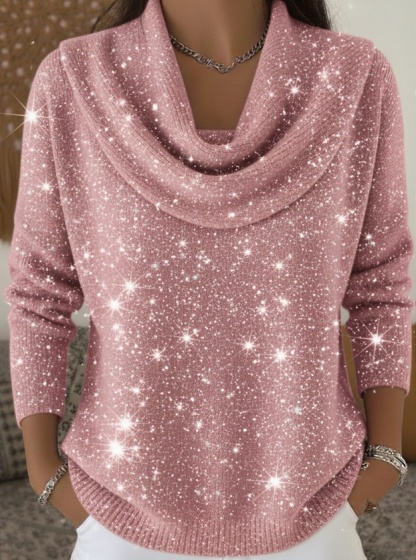🎄 CLEARANCE SALE🔥 Women's Elegant Solid Color Loose Shiny Sweater