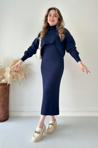 🔥Short Sweater Knit Dress Set