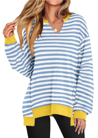 🔥Womens Oversized Sweatshirt V Neck Long Sleeve Tunic Lightweight Pullover