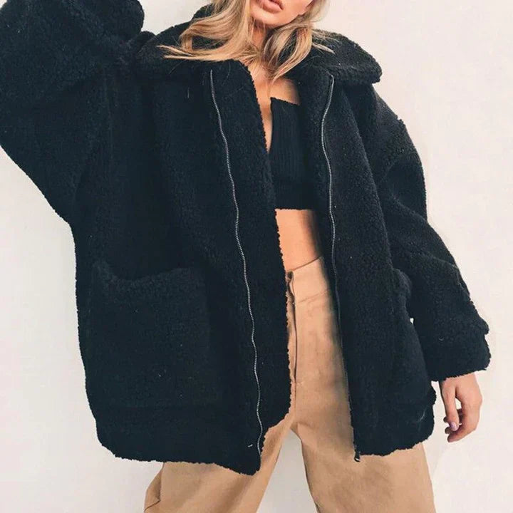 🔥Cozy feminine fleece jacket with wide collar - Perfect for winter days