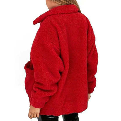 🔥Cozy feminine fleece jacket with wide collar - Perfect for winter days