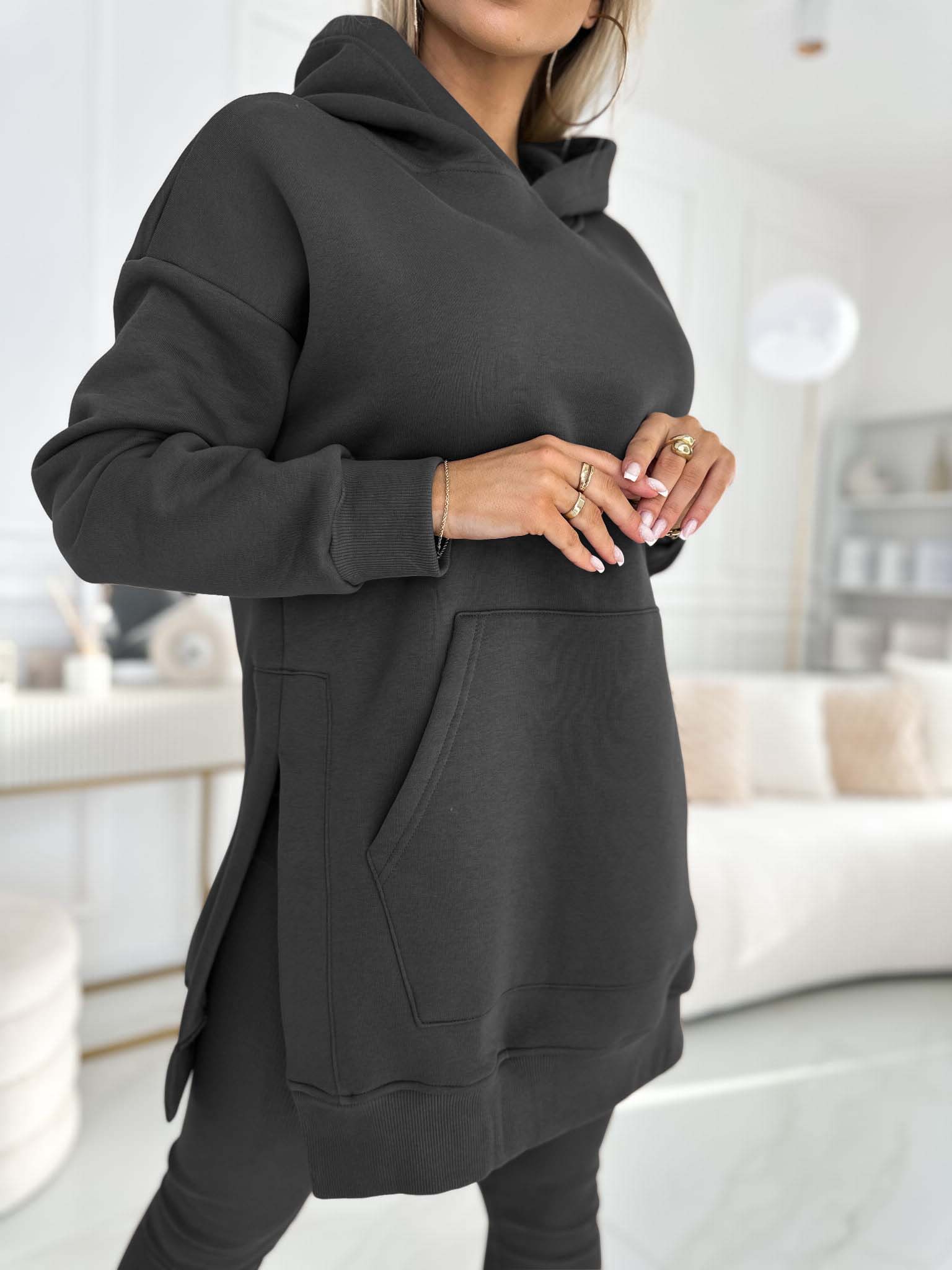 🔥Women's Fashion Solid Color Hoodie and Lined Leggings two-piece set