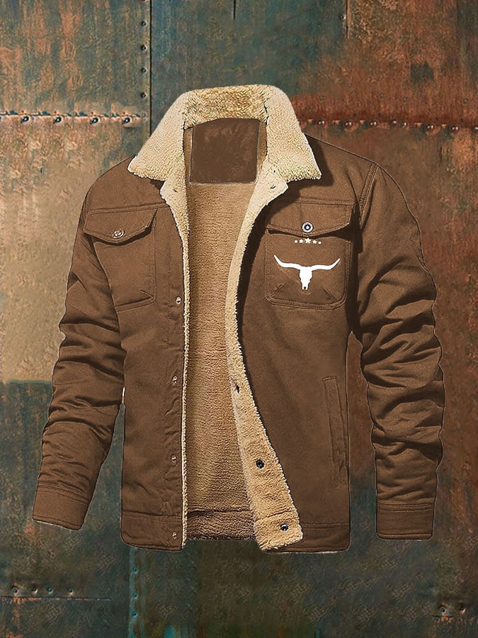 Men's retro western winter fleece jacket