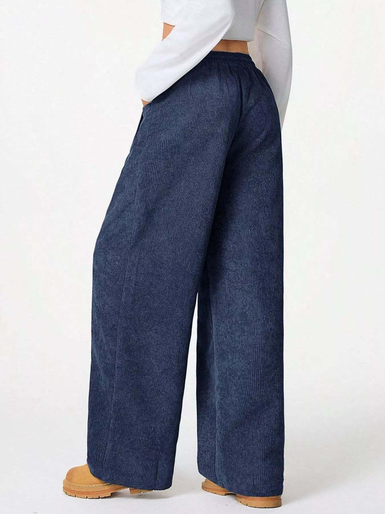 Wide Leg Corduroy Drawstring Pants