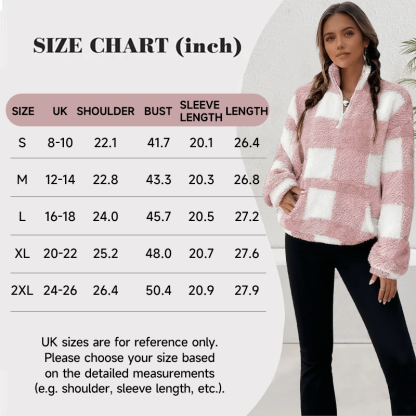 🔥Hot Sale 49% OFF🍂Casual Plaid Pullover – Drop Shoulder Half-Zip Top for Women👩