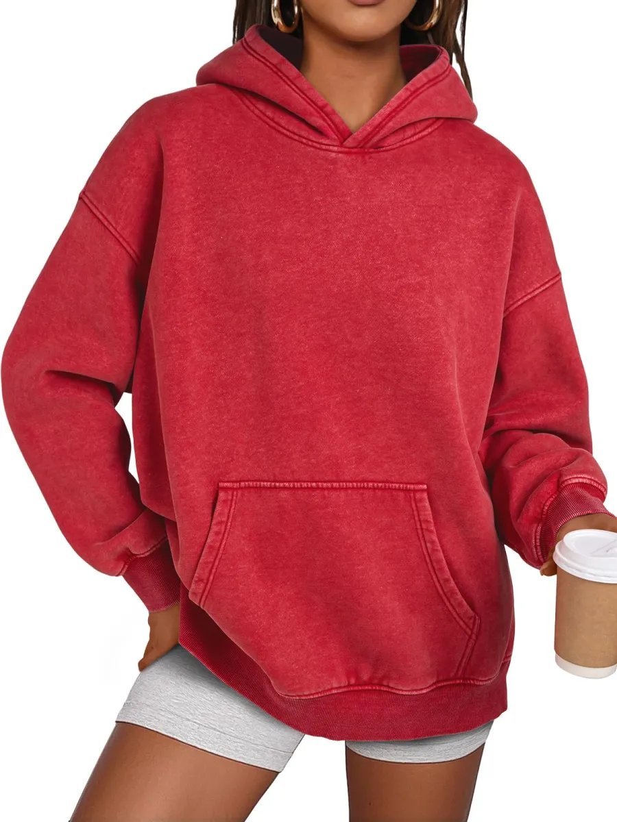🔥Unisex Casual Oversized Acid Wash Tops Hoodie Pullover