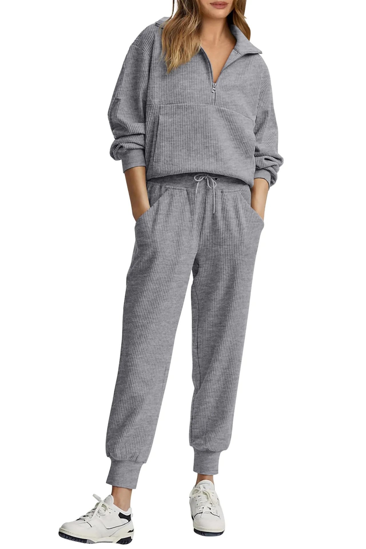 ⏰Hot Sale-Womens 2 Piece Long Sleeve Half Zip Pullover Fall Tracksuit Sweatsuits Set(Buy 2 Free Shipping)