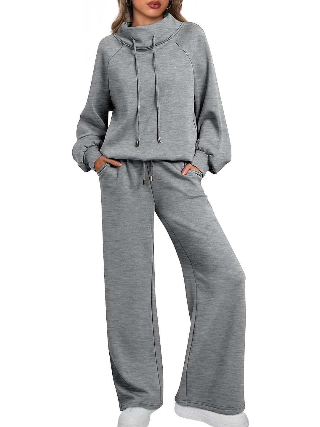 🔥2025 Women's Cotton Holiday Casual Crew Neck Drawstring Sweatshirt Set