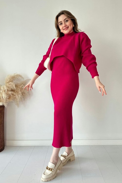 🔥Short Sweater Knit Dress Set