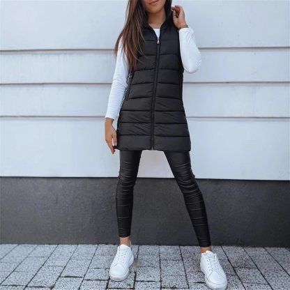 🏆50K+ SOLD! ❄️ Women Long Puffer Vest 👗 | Solid Color | Sleeveless | Hooded | Winter Wear 💕