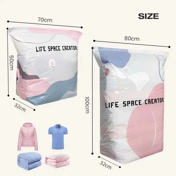 🧳 Large Capacity Vacuum Storage Bags – No Pump Needed