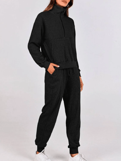 ⏰Hot Sale-Womens 2 Piece Long Sleeve Half Zip Pullover Fall Tracksuit Sweatsuits Set(Buy 2 Free Shipping)