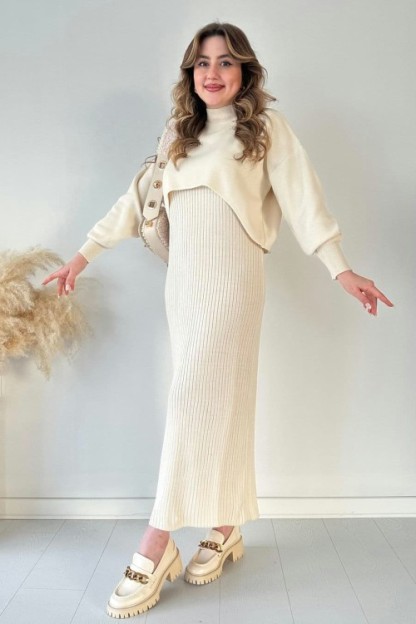 🔥Short Sweater Knit Dress Set
