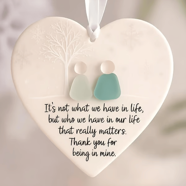 Heart-Shaped Sea Glass Ornament🌊✨ Friendship, Grandchildren & Timeless Bonds