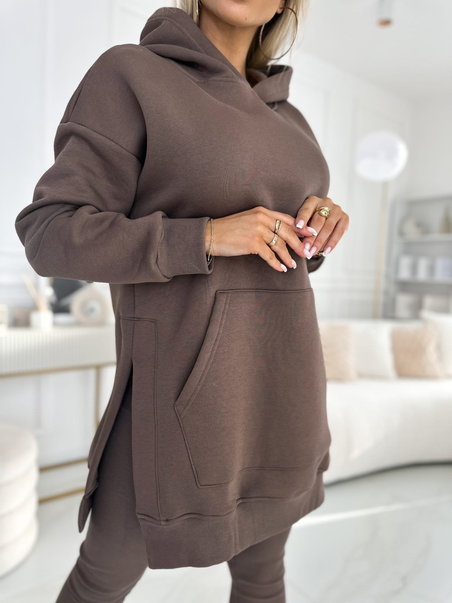 🔥Women's Fashion Solid Color Hoodie and Lined Leggings two-piece set