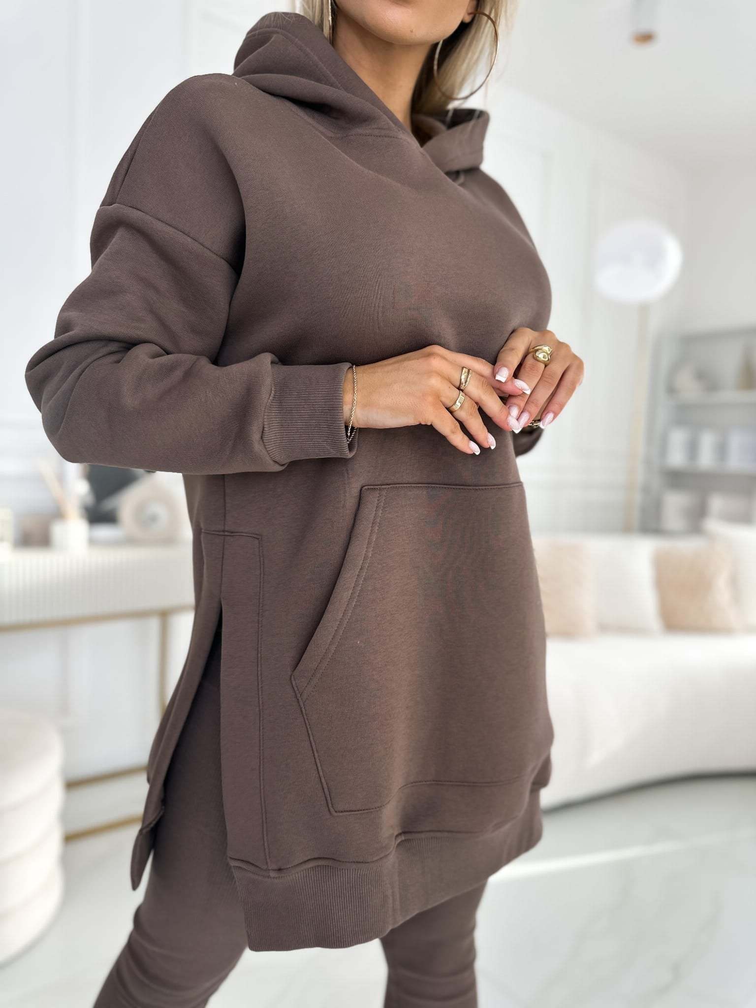 🔥Women's Fashion Solid Color Hoodie and Lined Leggings two-piece set