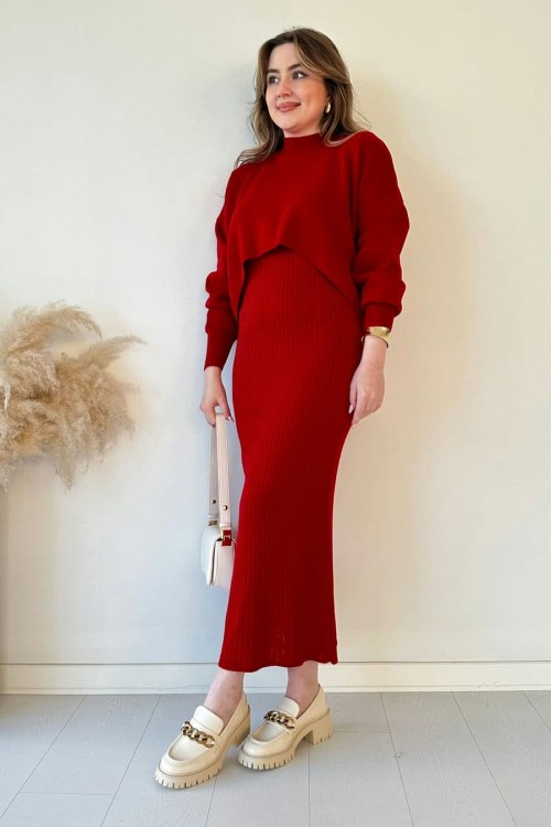 🔥Short Sweater Knit Dress Set