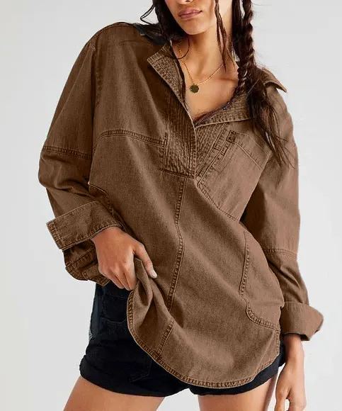 Limited time sale🔥Women's Denim V-Neck Pullover Shirt (BUY 2 FREE SHIPPING)