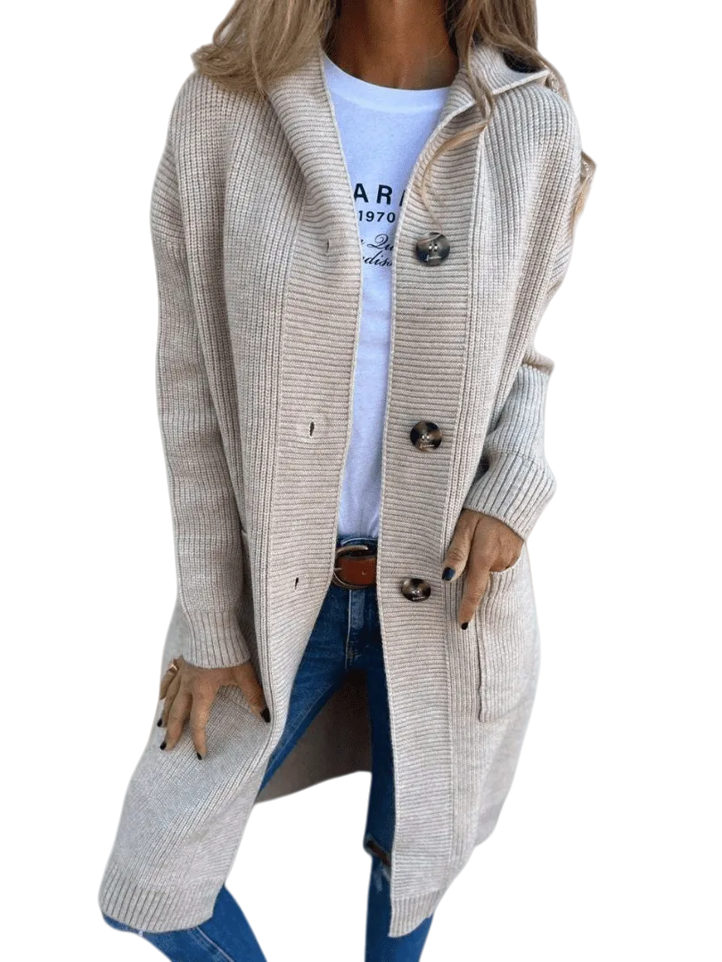 🔥Women's Autumn and Winter Hooded Knitted Jacket with Pockets and Buttons