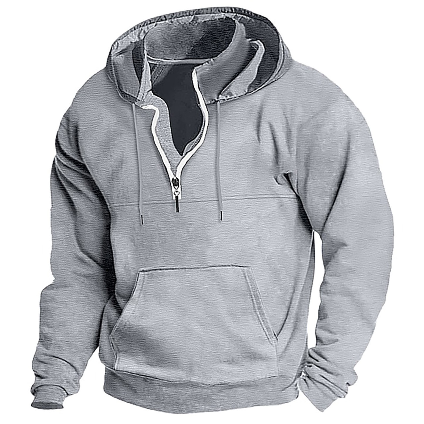 Men's Washed Distressed Cotton Quarter-Zip Casual Tactical Hoodie