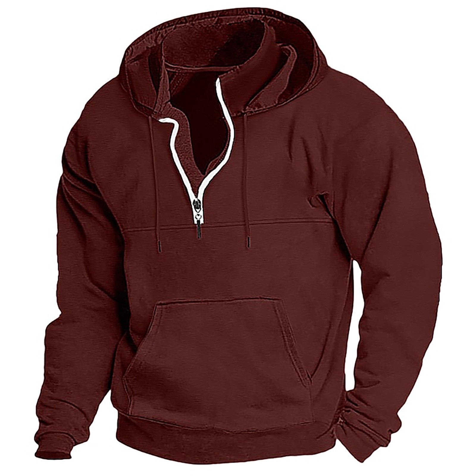 Men's Washed Distressed Cotton Quarter-Zip Casual Tactical Hoodie