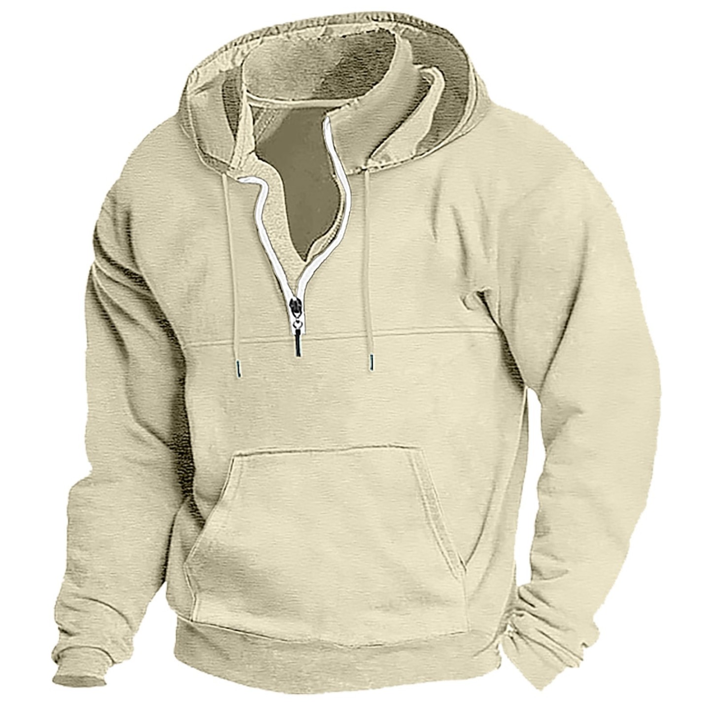 Men's Washed Distressed Cotton Quarter-Zip Casual Tactical Hoodie