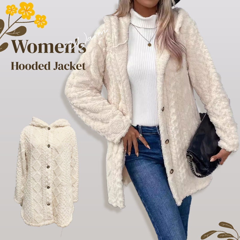 🧥Warm women's jacket with a hood in a diamond pattern