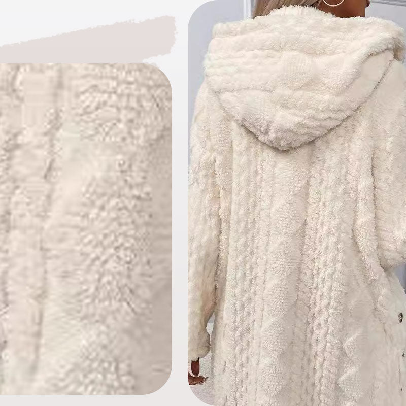 🧥Warm women's jacket with a hood in a diamond pattern