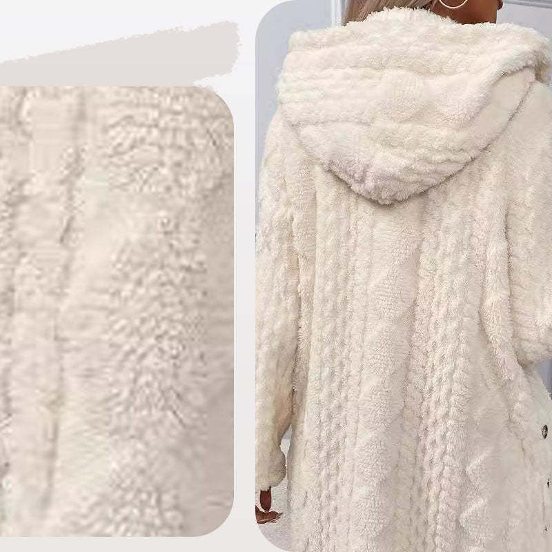 🧥Warm women's jacket with a hood in a diamond pattern