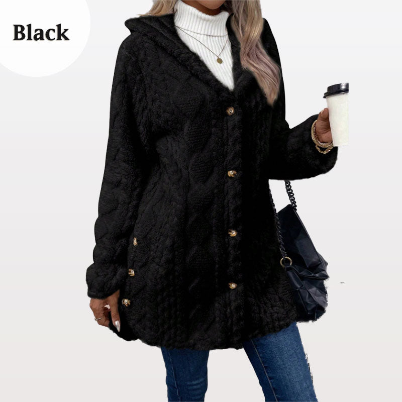 🧥Warm women's jacket with a hood in a diamond pattern